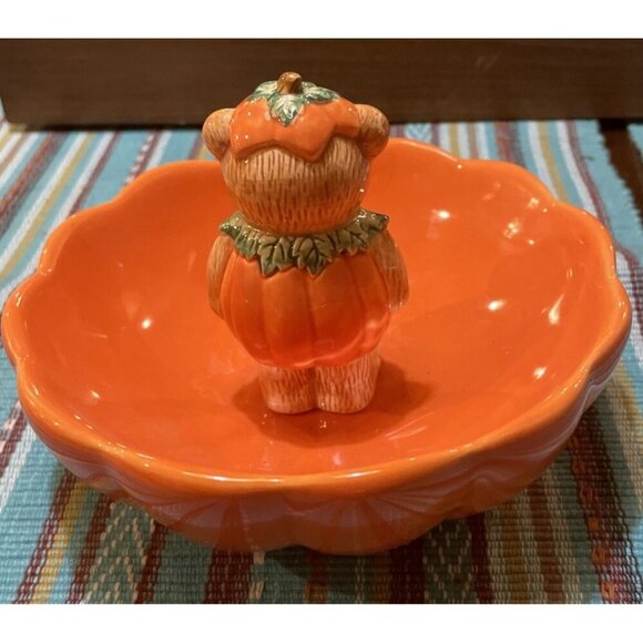 Papel Giftware Teddy Bear Pumpkin Halloween Holiday Candy Serving Dish - Picture 4 of 7